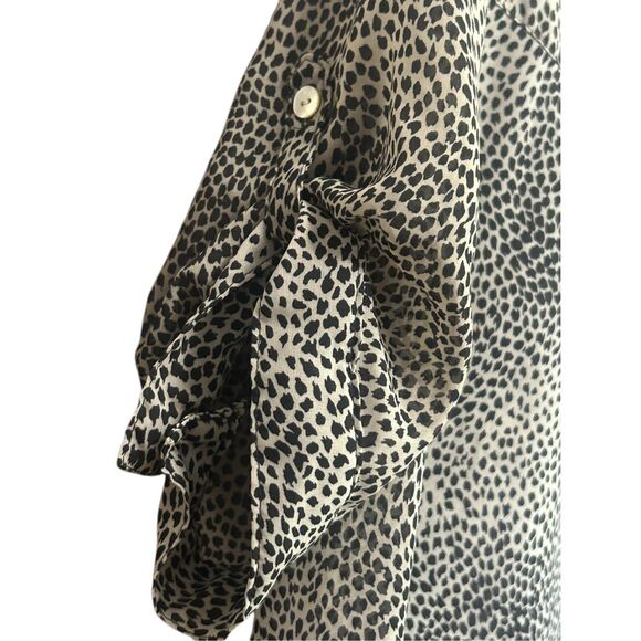APT. 9 Womens Petite Top Animal Print 3/4 Roll Tab Sleeve Career Blouse - Picture 2 of 5